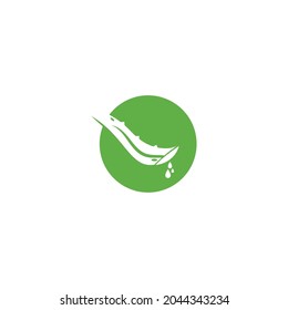 aloe vera green leaf logo icon vector illustration template design