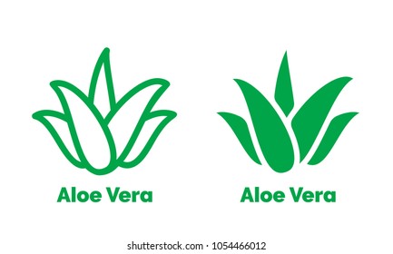 Aloe Vera green logo icon for natural organic product package label. Isolated Aloe Vera leaf sign for cosmetic or moisturizer cream packaging design template