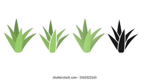 Aloe Vera green logo icon for natural organic product package label. Isolated Aloe Vera leaf sign for cosmetic or moisturizer cream packaging design template.