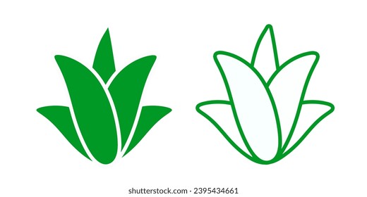 Icono del logo verde Aloe Vera aislado en fondo blanco. Iconos planos para logotipo, símbolo, etiqueta y etiqueta. Ilustración vectorial.