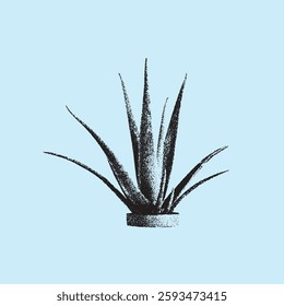 Aloe vera  halftone stipple effect  with retro photocopy stipple effect with Grunge Texture, punk y2k collage design