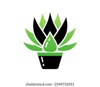 Aloe Vera Houseplant Icon, Minimalist Gradient Design for Branding, Eco-Friendly Projects