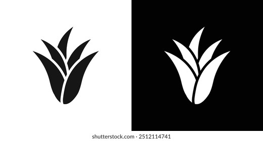 Aloe vera icon Black line art vector logo set