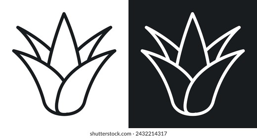 Aloe Vera Icon Designed in a Line Style on White background.