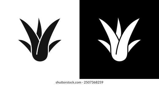 Aloe vera icon flat line symbol set.