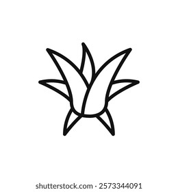Aloe vera icon flat line symbol set.