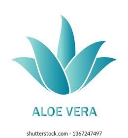Aloe vera icon isolated on white background. Aloe vera green plant. Flat icon for logo, label and sticker. Creative art concept, vector illustration of aloe vera leaf