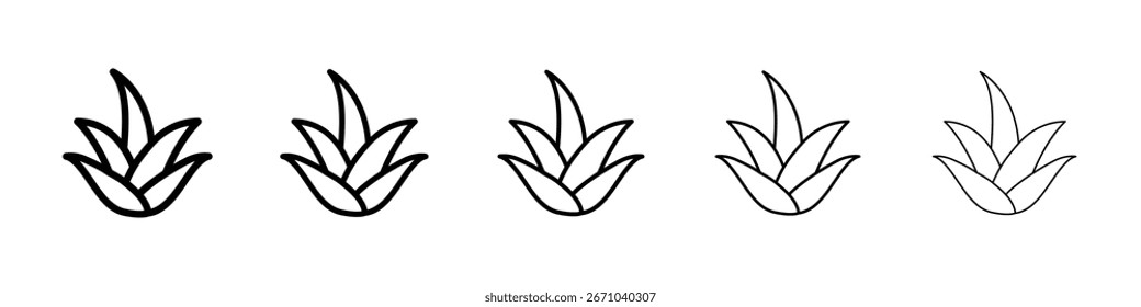 Logotipo de ícono de aloe vera en líneas de trazo colección