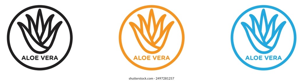 Aloe Vera Symbol Vektor Logo Set Sammlung für Web App ui