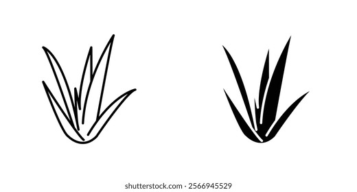 Aloe vera icons. black and white vector set.