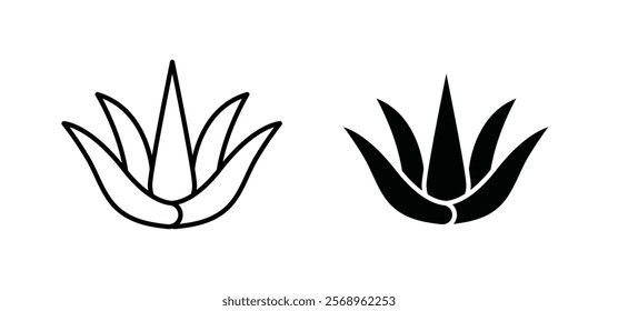 Aloe vera icons in black and white colors