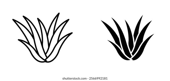 Aloe vera icons in outline and fill. vector illustration for ui.