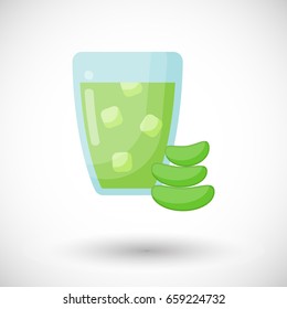 Aloe vera juice vector flat icon, Flat design of medicine, cosmetology and healthcare with round shadow, vector illustration with reflections