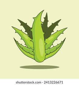 Aloe vera leaf cartoon vector illustration.
