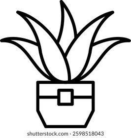 Aloe Vera Line Vector Icon Design