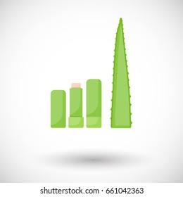 Aloe vera lip balm vector flat icon, Flat design of medicine, cosmetology and lip care with round shadow