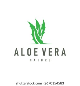Aloe Vera Logo Konzept, grüne Kräuterpflanze mit einem einfachen minimalistischen Konzept Design für eine Symbol-Illustrationsvorlage