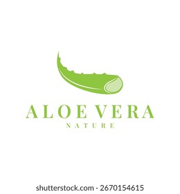 Concepto de logotipo de aloe vera, planta de hierbas verde con un diseño de concepto minimalista simple para una Plantilla de ilustración de símbolos