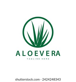 aloe vera logo cosmetic design simple green plant health symbol vector illustration