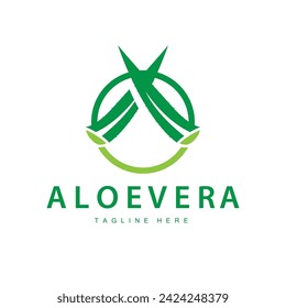 aloe vera logo cosmetic design simple green plant health symbol vector illustration