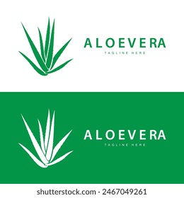aloe vera logo cosmetic design simple green plant health symbol vector illustration