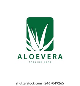 aloe vera logo cosmetic design simple green plant health symbol vector illustration