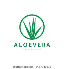 aloe vera logo cosmetic design simple green plant health symbol vector illustration