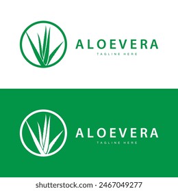 aloe vera logo cosmetic design simple green plant health symbol vector illustration