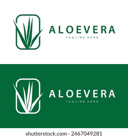 aloe vera logo cosmetic design simple green plant health symbol vector illustration