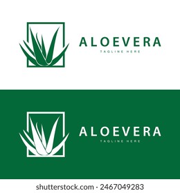 aloe vera logo diseño cosmético simple verde planta símbolo de la salud Ilustración vectorial