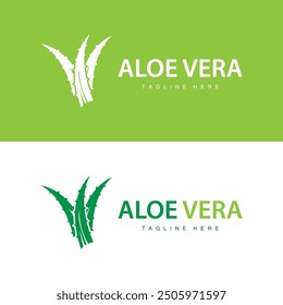 aloe vera logo cosmetic design simple green plant health symbol vector illustration