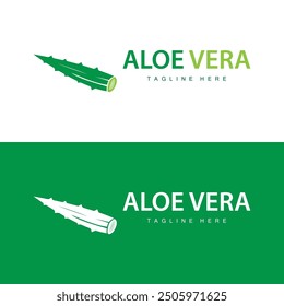aloe vera logo cosmetic design simple green plant health symbol vector illustration