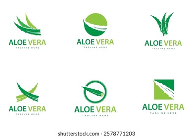 aloe vera logo cosmetic design simple green plant health symbol vector illustration
