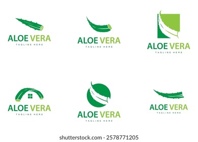 aloe vera logo cosmetic design simple green plant health symbol vector illustration