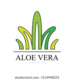 Aloe Vera logo design, natural product badge, organic cosmetics and health care green label vector Illustration on a white background