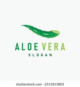 Aloe Vera Diseño de Logo Ilustración Simple Salud Planta Herbal Hierba