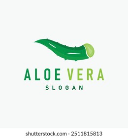 Aloe Vera Diseño de Logo Ilustración Simple Salud Planta Herbal Hierba