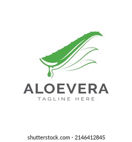 Aloe Vera Logo Design Template With Water Drop. Aloe Vera Plant Logo Design. Herbaceous plant and drop vector design. Aloe Vera gel logotype.