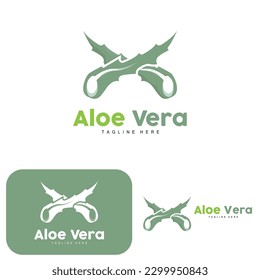 Aloe Vera Logo, Green Plant Design, Traditional Medicine And Skin Care Plant Vector, Hair Care, Symbol Icon Illustration