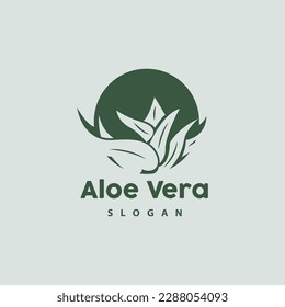 Logotipo de Aloe Vera, vector vegetal herbal, icono de símbolo de ilustración Diseño sencillo