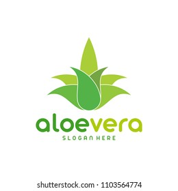 Aloe Vera logo template. Green leaf aloe vera label