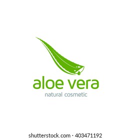 Aloe Vera logo template. Green leaf aloe vera label or icon. Vector sign 