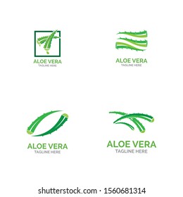 Aloe vera logo vector illustration template