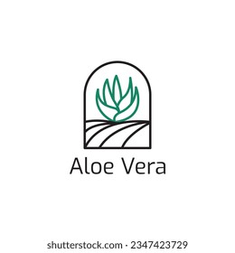 aloe vera minimalist line art icon logo illustration