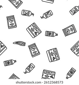 aloe vera nature green care vector seamless pattern thin line illustration