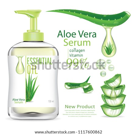 aloe vera oil packaging.illustraion vector