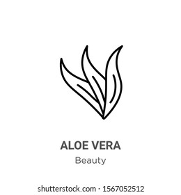 Aloe vera outline vector icon. Thin line black aloe vera icon, flat vector simple element illustration from editable beauty concept isolated on white background