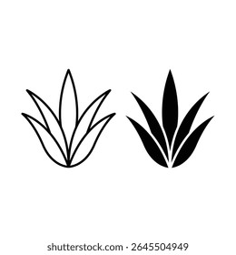 aloe vera plant icon vector design concept silhouette and outline style