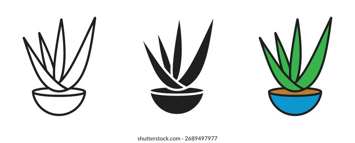 Vector de ícono de planta de aloe vera. orgánico, natural. Ilustración vectorial.