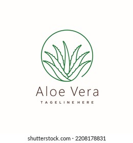 Aloe vera plant line art minimalist logo design 